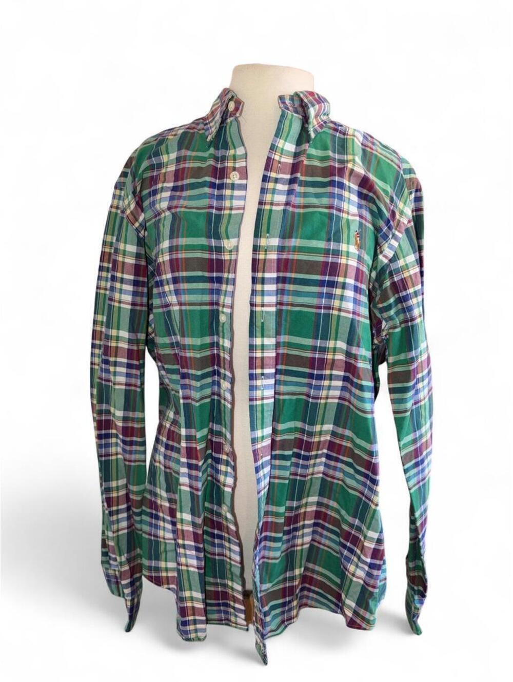 Polo Ralph Lauren Mens XL Plaid Button Down Long Sleeve Shirt Green Multi Cotton